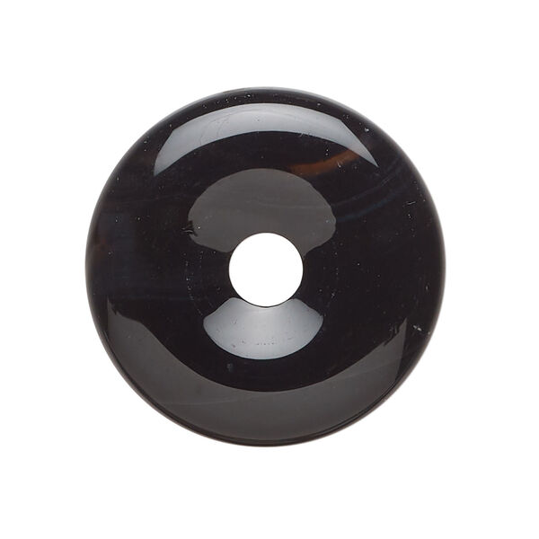 Black agate 1pkg1, donut focal, 30mm image number 0