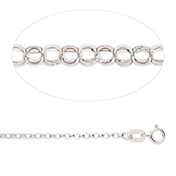 Chain, 14KtW white gold, 1.5mm rolo, 16 inch. Sold individually. image number 0