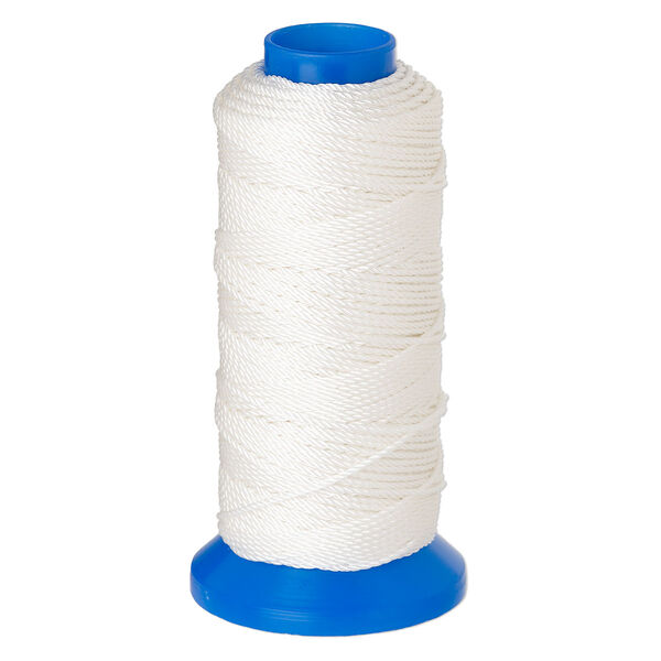 Cord, Griffin, nylon, white, 1.5mm, 99.8-pound test. Sold per 80-meter spool. image number 0