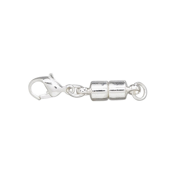 Clasp converter, magnetic, Magna Clasp™, silver-plated brass, 25x6mm clasp. Sold individually. image number 0