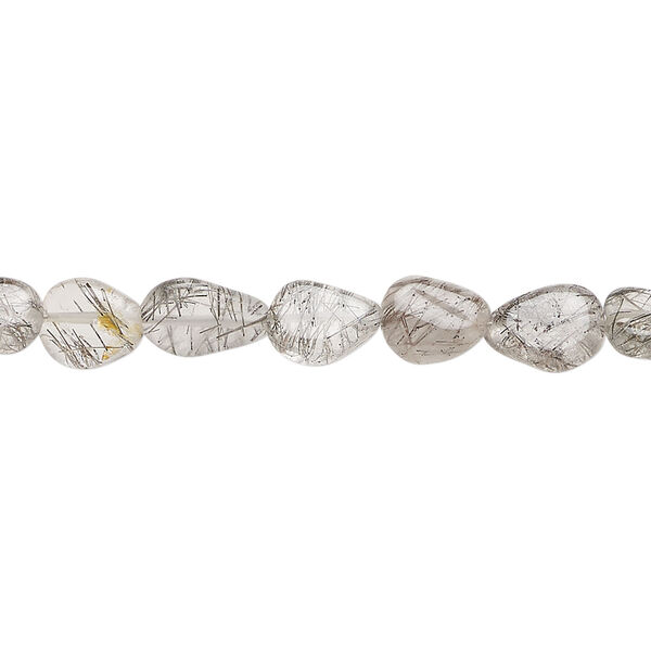 Tourmalinated quartz 1pkg1, hand-cut flat nugget bead natural, 13 inch mini image number 0