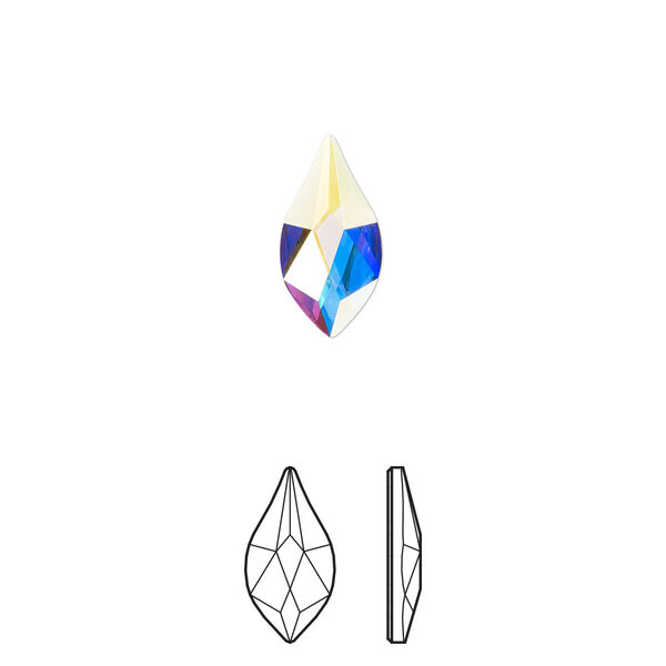 Flat back 4pk crystal AB foil back, Crystal Passions® 14x7mm flame 2205 image number 0