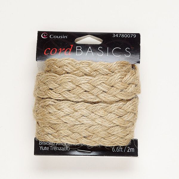 Cord, jute, tan, 16mm flat braid. Sold per pkg of 2 meters. image number 0