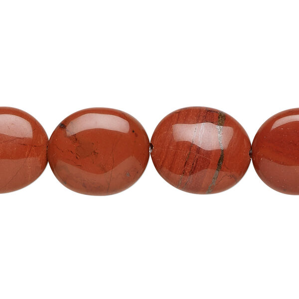 Red jasper 1pkg1, flat oval bead natural B grade, 15.5-16 inch 16x14mm image number 0