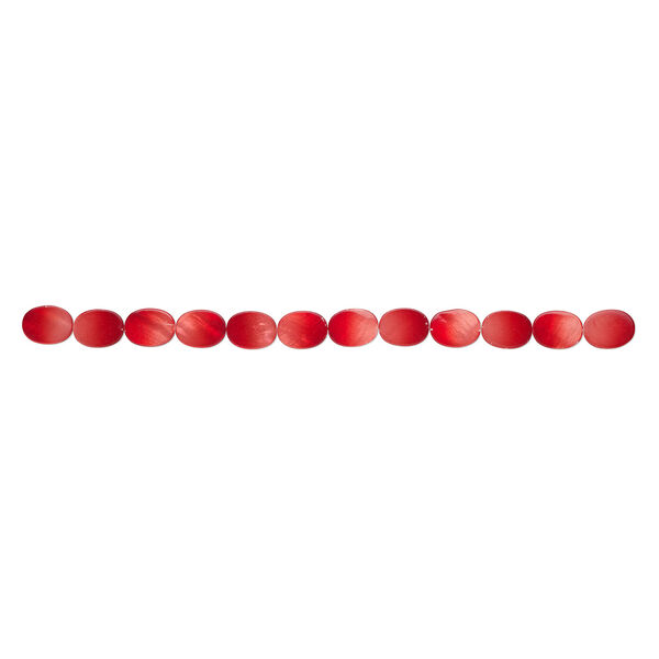 Mother-of-pearl shell 1pkg1, flat oval bead 15 inch shaded red 20x15mm image number 1