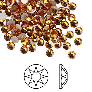 Flat back 144pk topaz foil back, Crystal Passions® 3.8-4mm rose round SS16 2088