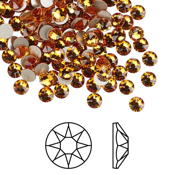 Flat back 144pk topaz foil back, Crystal Passions® 3.8-4mm rose round SS16 2088 image number 0