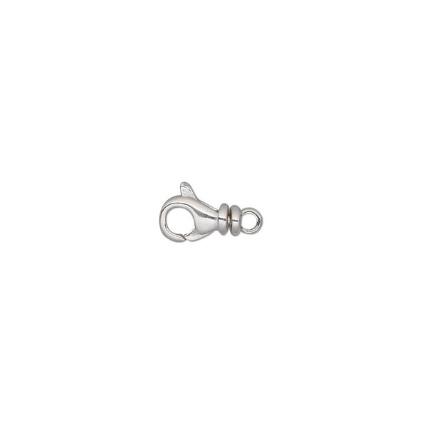 Clasp, lobster claw, sterling silver, 9x4.5mm with swivel. Sold individually. image number 0