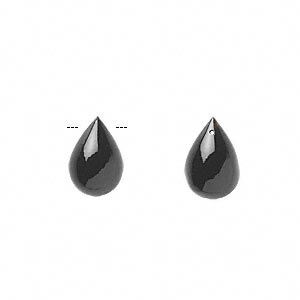 Black onyx 1pkg2, hand-cut top-drilled teardrop bead 12x8mm