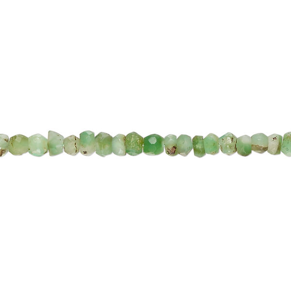 Bead, chrysoprase (natural), 3mm hand-cut faceted round and 3x2mm-4x3mm hand-cut faceted rondelle, C- grade, Mohs hardness 6-1/2 to 7. Sold per 14-inch strand. image number 0