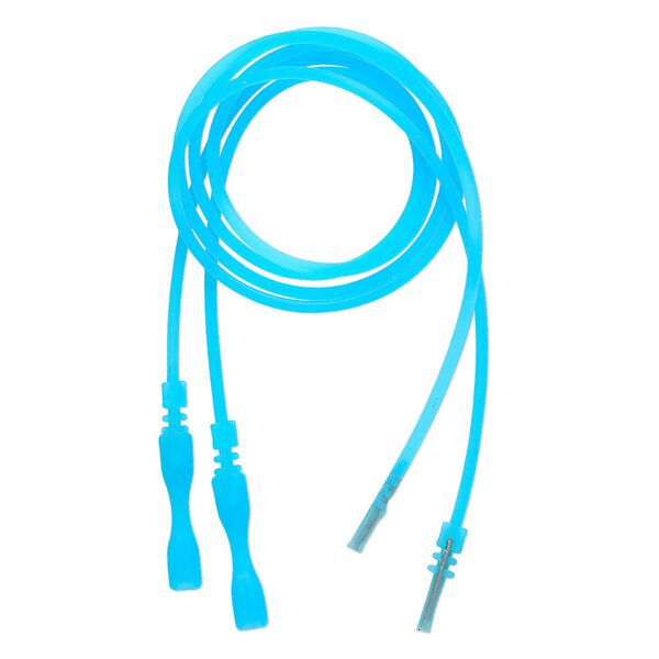 Necklace cord, silicone, translucent blue, 2-2.2mm wide, 16 inches with snap closure. Sold per pkg of 4. image number 0
