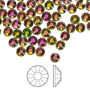 Flat back 1440pk crystal vitrail medium, Preciosa Viva 12® Czech crystal rhinestone 4.6-4.8mm chaton rose round SS20