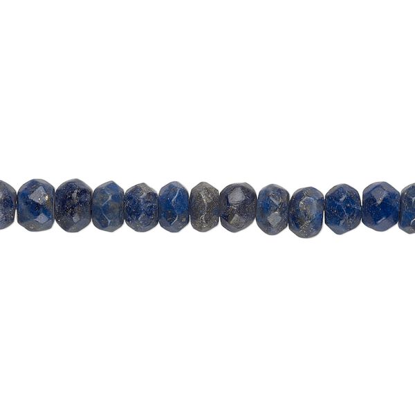 Lapis lazuli 1pkg1, hand-cut faceted rondelle bead natural 15.5-16 inch 6x4mm image number 0
