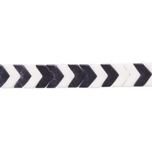 Bead, porcelain, opaque shiny black and white, 6.5x4mm chevron. Sold per 15-12" to 16" strand, approximately 110 to 130 beads.
