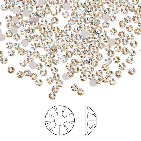 Flat back 144pk gold quartz AB foil back, Preciosa MAXIMA Czech crystal rhinestone 2.1-2.3mm chaton rose round SS7 image number 0