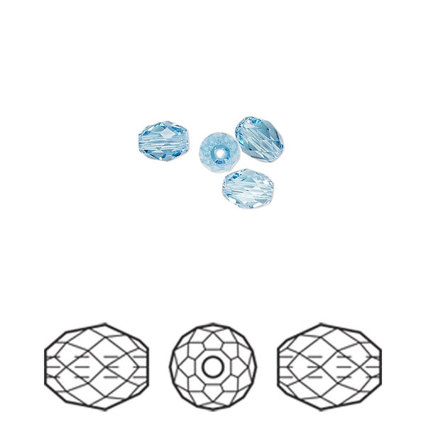 Bead 4pk aquamarine, Crystal Passions® 5x4mm olive briolette 5044 image number 0