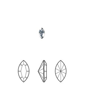 Fancy stone 6pk crystal blue shade foil back, Crystal Passions® 6x3mm navette 4228