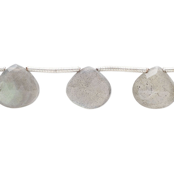 Labradorite 1pkg11, hand-cut top-drilled faceted puffed teardrop bead natural C grade, 10mm-13x12mm image number 0