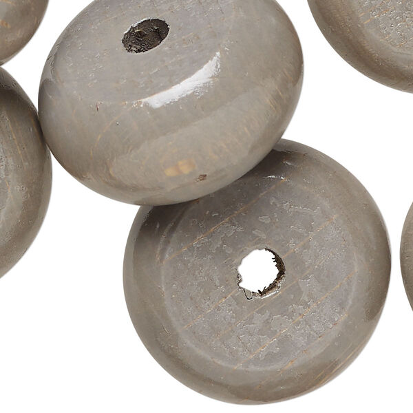 Bead, wood (dyed/waxed), grey, 29x15mm rondelle. Sold per pkg of 30. image number 0