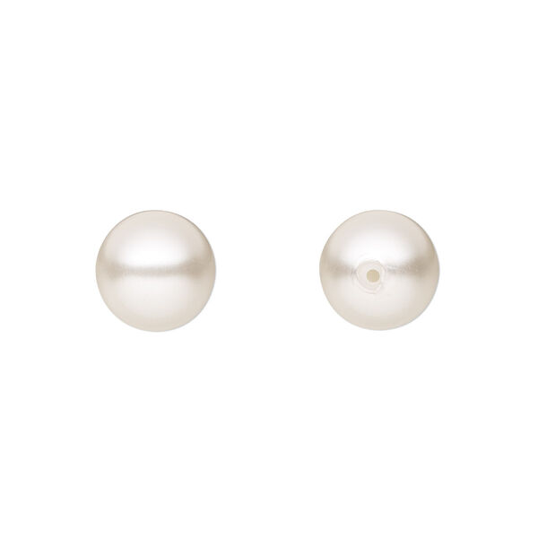 Pearl 4pk white, Preciosa Czech crystal 10mm half-drilled round image number 0