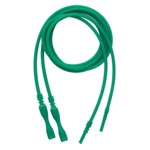 Necklace cord, silicone, opaque green, 2.2-2.5mm wide, 18 inches with snap closure. Sold per pkg of 4.