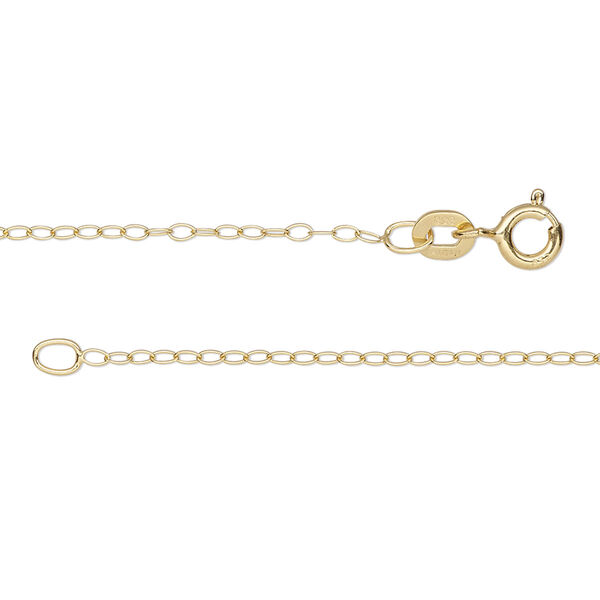 Chain, Gossamer™, "vermeil," 1.2mm cable, 18 inches with springring clasp. Sold individually. image number 0