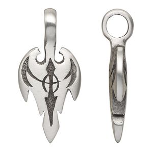 Pendant, antiqued pewter (tin-based alloy), 42x20mm double-sided arrowhead. Sold individually.