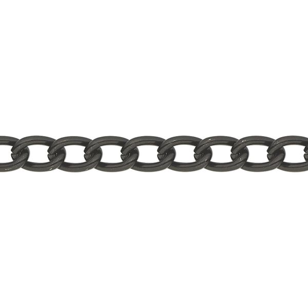 Chain, anodized aluminum, black, 5mm curb. Sold per pkg of 25 feet. image number 0