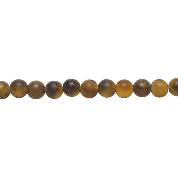 Bead, tigereye (natural), matte, 4mm round, B grade, Mohs hardness 7. Sold per 8-inch strand, approximately 45-50 beads. image number 0