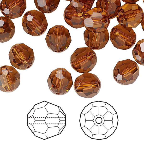 Bead 144pk light amber, Crystal Passions® 8mm round 5000 image number 0