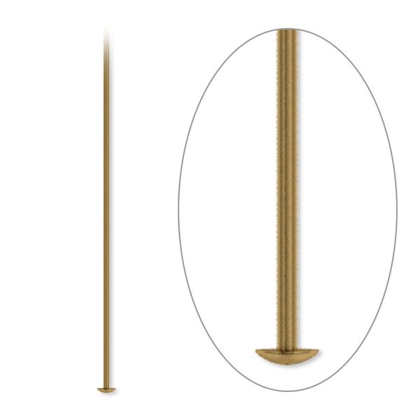 Head pin, antique gold-plated brass, 2-1/2 inches, 21 gauge. Sold per pkg of 100. image number 0