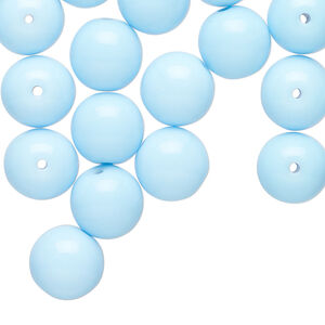 Bead 1pkg40, Preciosa Czech glass druk, opaque light turquoise blue, 10mm round.