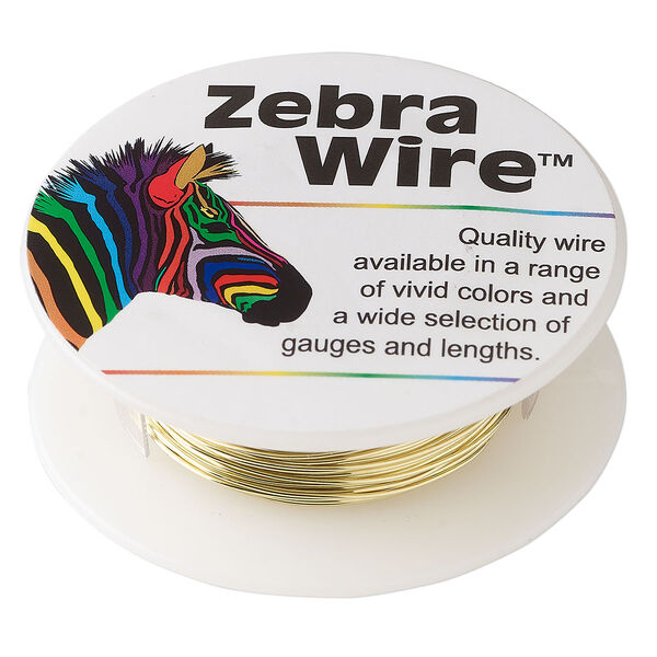 Wire, Zebra Wire™, brass, round, 24 gauge. Sold per 20-yard spool. image number 0