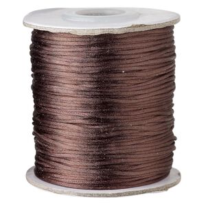 Cord, Satinique™, satin, dark brown, 1mm mini. Sold per 200-foot spool.