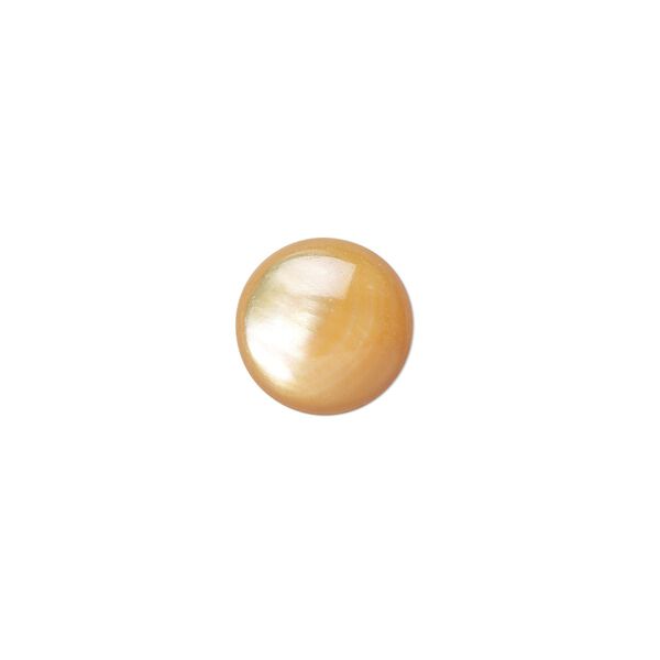 Cabochon, gold lip shell (natural), 12mm calibrated round, Mohs hardness 3-1/2. Sold per pkg of 2. image number 0