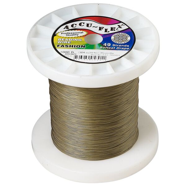 Beading wire, Accu-Flex®, nylon and stainless steel, bronze, 49 strand, 0.014-inch diameter. Sold per 1,000-foot spool. image number 0
