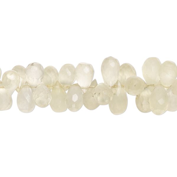 Prehnite 1pkg1, matte hand-cut set pattern top-drilled micro-faceted teardrop bead natural 7 inch 7x4mm-9x5mm image number 0
