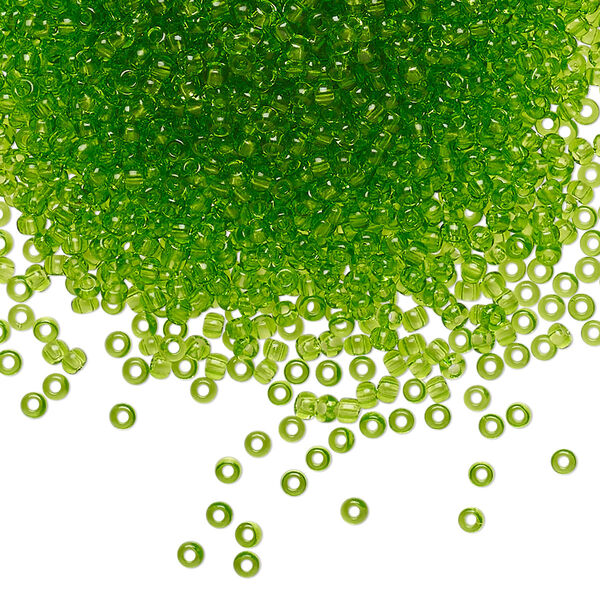 Seed bead, Preciosa Ornela Czech glass, pkg/50g, #11 rocaille, transparent lime green, (50430). image number 0