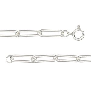 Chain 1pkg1 sterling silver paperclip, 3.8mm / springring clasp, 20 inch