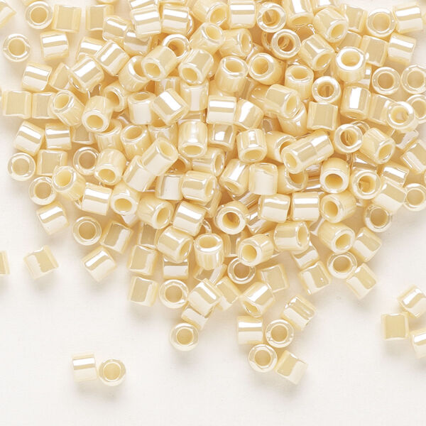 Seed bead, Delica®, glass, pkg/50g, #8 round, opaque glazed luster dark cream (DBL-1560). image number 0