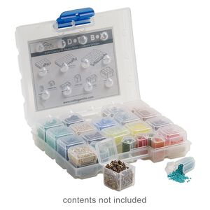 Organizer, Dot Box™, plastic, clear and blue, 7 x 6 x 1-1/2 inches with (31) removable containers. Sold per 32-piece set.