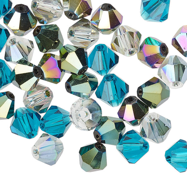Bead mix 40pk 16 facets ocean, Celestial Crystal® 8mm bicone image number 0