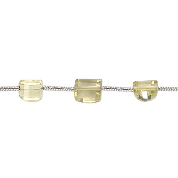 Lemon quartz 1pkg14, hand-cut faceted half barrel bead B+ grade, 5x5mm-7x6mm image number 0