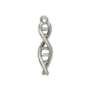 Charm, antiqued pewter (tin-based alloy), 25x7.5mm 3D double helix. Sold per pkg of 2.