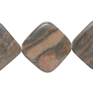 Canyon marble 1pkg1, flat diamond bead natural, 15 inch 25-27mm