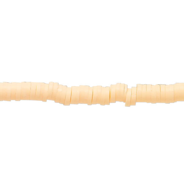 Bead, polymer clay, opaque peach, 4x1mm heishi. Sold per pkg of (2) 16-inch strands. image number 0
