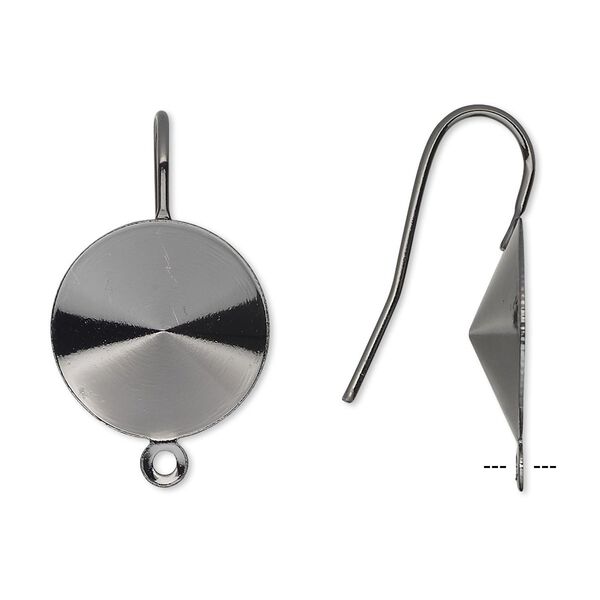 Ear wire 1pkg10 Almost Instant Jewelry®, 22mm / 16mm rivoli glue-in setting, 18-20 gauge gunmetal-finished brass 5 pair image number 0