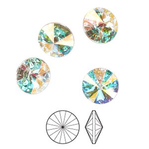 Chaton 144pk crystal AB foil back, Preciosa MAXIMA Czech crystal rhinestone 10.54-10.91mm rivoli SS47