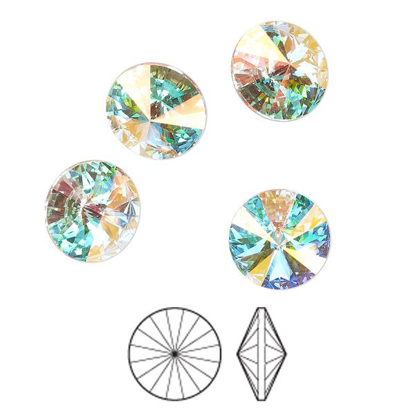 Chaton 144pk crystal AB foil back, Preciosa MAXIMA Czech crystal rhinestone 10.54-10.91mm rivoli SS47 image number 0