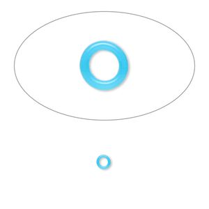 Component, Oh! Ring™, silicone, neon blue, 3mm round with 2mm hole. Sold per pkg of 1,000.
